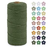 LEREATI Macrame Cord 2mm x 200m, Thick Macrame Rope Natural Cotton Rope Craft String, 3 Strand Twisted Cotton Cord Yarn for DIY Plant Hanger, Wall Hanging, Christmas Decoration (Army green)
