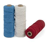 LEREATI Macrame Cord 3mm Set, 150m Thick Macrame Cotton Rope Yarn, 4 Strand Twisted Soft Macrame String for Crafts, Plant Hanger, Wall Hanging, Gift Wrapping, DIY, Home Decoration (3 Color P)