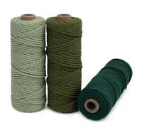 LEREATI Macrame Cord 3mm Set, 150m Thick Macrame Cotton Rope Yarn, 4 Strand Twisted Soft Macrame String for Crafts, Plant Hanger, Wall Hanging, Gift Wrapping, DIY, Home Decoration (3 Color N)