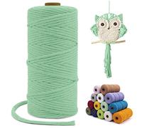 LEREATI Macrame Cord 3mm x 100m, Single Strand Thick Macrame Rope Yarn Natural Cotton Cord, Craft Macrame String for Plant Hanger, Wall Hanging, Knitting, DIY, Home Decorations (Aqua Green)