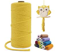 LEREATI Macrame Cord 3mm x 100m, Single Strand Thick Macrame Rope Yarn Natural Cotton Cord, Craft Macrame String for Plant Hanger, Wall Hanging, Knitting, DIY, Home Decorations (Lemon Yellow)