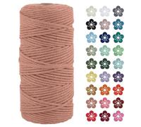 LEREATI Macrame Cord 3mm x 100m, Thick Macrame Rope Natural Cotton Rope Craft String, 4 Strand Twisted Cotton Cord Yarn for DIY Plant Hanger, Wall Hanging, Christmas Decoration (Brick red)