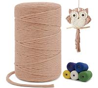 LEREATI Macrame Cord 3mm x 200m, Single Strand Thick Macrame Rope Yarn Natural Cotton Cord, Craft Macrame String for Plant Hanger, Wall Hanging, Knitting, DIY, Home Decorations (Apricot)