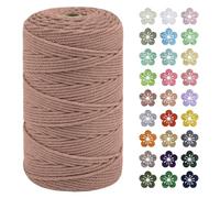 LEREATI Macrame Cord 3mm x 200m, Thick Macrame Rope Natural Cotton Rope Craft String, 4 Strand Twisted Cotton Cord Yarn for DIY Plant Hanger, Wall Hanging, Christmas Decoration (Brick red)