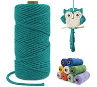 LEREATI Macrame Cord 4mm x 100m, Single Strand Thick Macrame Rope Yarn Natural Cotton Cord, Craft Macrame String for Plant Hanger, Wall Hanging, Knitting, DIY, Home Decorations (Lake Green)