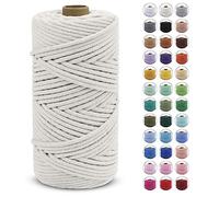 LEREATI Macrame Cord 4mm x 100m, Thick Macrame Rope Natural Cotton Cord Macrame Yarn, Craft Rope for Plant Hanger, Wall Hanging, DIY Crafts, Decorations (Natural)