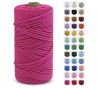 LEREATI Macrame Cord 4mm x 100m, Thick Macrame Rope Natural Cotton Cord Macrame Yarn, Craft Rope for Plant Hanger, Wall Hanging, DIY Crafts, Decorations (Rose Red)