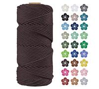 LEREATI Macrame Cord 4mm x 100m, Thick Macrame Rope Natural Cotton Rope Craft String, 4 Strand Twisted Cotton Cord Yarn for DIY Plant Hanger, Wall Hanging, Christmas Decoration (Brown)