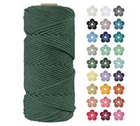 LEREATI Macrame Cord 4mm x 100m, Thick Macrame Rope Natural Cotton Rope Craft String, 4 Strand Twisted Cotton Cord Yarn for DIY Plant Hanger, Wall Hanging, Christmas Decoration (Dark green)