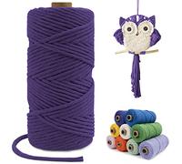 LEREATI Macrame Cord 4mm x100m, Thick Cotton Macrame Rope Yarn, Natural Craft Rope for Plant Hanger, Wall Hanging, DIY Crafts, Decorations (Deep Purple)