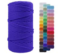 LEREATI Macrame Cord 5mm x 100m, Thick Macrame Rope Yarn Natural Cotton Cord, 4 Strand Twisted Colored String for Wall Hanging Plant Hanger DIY Crafts Boho Decor (Navy Blue)