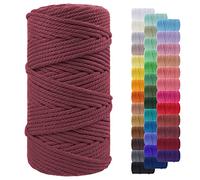 LEREATI Macrame Cord 5mm x 100m, Thick Macrame Rope Yarn Natural Cotton Cord, 4 Strand Twisted Colored String for Wall Hanging Plant Hanger DIY Crafts Boho Decor (Rust Red)