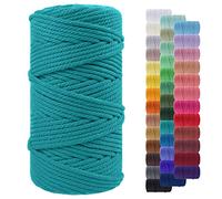LEREATI Macrame Cord 5mm x 100m, Thick Macrame Rope Yarn Natural Cotton Cord, 4 Strand Twisted Colored String for Wall Hanging Plant Hanger DIY Crafts Boho Decor (Peacock Blue)