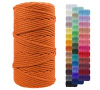 LEREATI Macrame Cord 5mm x 100m, Thick Macrame Rope Yarn Natural Cotton Cord, 4 Strand Twisted Colored Macrame String for Wall Hanging Plant Hanger DIY Crafts Boho Decor (Orange)