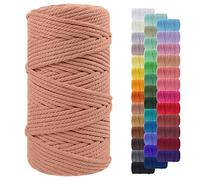 LEREATI Macrame Cord 5mm x 100m, Thick Macrame Rope Yarn Natural Cotton Cord, 4 Strand Twisted Colored String for Wall Hanging Plant Hanger DIY Crafts Boho Decor (Brick Red)