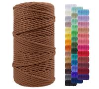 LEREATI Macrame Cord 5mm x 100m, Thick Macrame Rope Yarn Natural Cotton Cord, 4 Strand Twisted Colored String for Wall Hanging Plant Hanger DIY Crafts Boho Decor (Caramel)