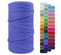LEREATI Macrame Cord 5mm x 100m, Thick Macrame Rope Yarn Natural Cotton Cord, 4 Strand Twisted Colored String for Wall Hanging Plant Hanger DIY Crafts Boho Decor (Haze Blue)