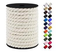 LEREATI Macrame Cord, 75 Feet Thick Macrame Rope Yarn Natural Cotton Cord Macrame String, Soft Craft Rope for Wall Hanging, Plant Hangers, Garden, DIY Crafting Decoration , 10mm x 23m