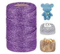 LEREATI Metallic Glitter Yarn 3mm x 109 Yards Polyester Macrame Cord Sparkle Crochet Yarn for Crocheting and Knitting Handbag, Hat, Basket, DIY Crafts (Purple)