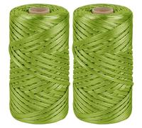 LEREATI Metallic T Shirt Yarn for Crocheting Baskets, 2x200g Single-Side Metal Cloth Fabric Ribbon Tshirt Yarn for Crocheting Bag, Coaster, Rug, DIY Crafts, Home Decor (Glossy Matcha Green)