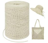 LEREATI Milky White Raffia Yarn for Crochet Bags, 1.5mm x 300m Round String Raffia Ribbon for Gift Wrapping, Paper Ribbon Yarn for Crocheting Sun Hat, Bag, DIY Crafts, Holiday Decoration