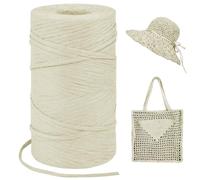 LEREATI Milky White Raffia Yarn for Crochet Bags, 3mm x 300m Flat String Raffia Ribbon for Gift Wrapping, Paper Ribbon Yarn for Crocheting Sun Hat, Bag, DIY Crafts, Holiday Decoration