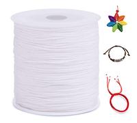 LEREATI Nylon Cord 0.8mm x 100m, Satin Cord Nylon String Macrame Cord, Coloured Beading Thread String for Making Bracelet, Necklace, Chinese Knot, Jewellery (White)