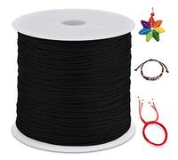 LEREATI Nylon Cord 0.8mm x 100m, Satin Cord Nylon String Macrame Cord, Coloured Beading Thread String for Making Bracelet, Necklace, Chinese Knot, Jewellery (Black)