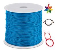 LEREATI Nylon Cord 0.8mm x 100m, Satin Cord Nylon String Macrame Cord, Coloured Beading Thread String for Making Bracelet, Necklace, Chinese Knot, Jewellery (Lake Blue)