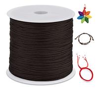 LEREATI Nylon Cord 0.8mm x 100m, Satin Cord Nylon String Macrame Cord, Coloured Beading Thread String for Making Bracelet, Necklace, Chinese Knot, Jewellery (Coffee)