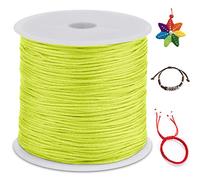 LEREATI Nylon Cord 0.8mm x 100m, Satin Cord Nylon String Macrame Cord, Coloured Beading Thread String for Making Bracelet, Necklace, Chinese Knot, Jewellery (Fluorescent Yellow)
