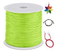 LEREATI Nylon Cord 0.8mm x 100m, Satin Cord Nylon String Macrame Cord, Coloured Beading Thread String for Making Bracelet, Necklace, Chinese Knot, Jewellery (Fluorescent Green)