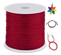 LEREATI Nylon Cord 0.8mm x 100m, Satin Cord Nylon String Macrame Cord, Coloured Beading Thread String for Making Bracelet, Necklace, Chinese Knot, Jewellery (Red)