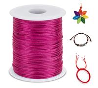 LEREATI Nylon Cord 2.5mm x 100m, Satin Cord Nylon String Macrame Cord, Coloured Beading Thread String for Making Bracelet, Necklace, Chinese Knot, Jewellery (Rose Red)