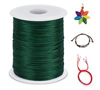 LEREATI Nylon Cord 2.5mm x 100m, Satin Cord Nylon String Macrame Cord, Coloured Beading Thread String for Making Bracelet, Necklace, Chinese Knot, Jewellery (Dark Green)