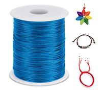 LEREATI Nylon Cord 2.5mm x 100m, Satin Cord Nylon String Macrame Cord, Coloured Beading Thread String for Making Bracelet, Necklace, Chinese Knot, Jewellery (Lake Blue)