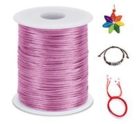 LEREATI Nylon Cord 2mm x 100m, Satin Cord Nylon String Macrame Cord, Coloured Beading Thread String for Making Bracelet, Necklace, Chinese Knot, Jewellery (Pink)