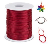 LEREATI Nylon Cord 2mm x 100m, Satin Cord Nylon String Macrame Cord, Coloured Beading Thread String for Making Bracelet, Necklace, Chinese Knot, Jewellery (Red)