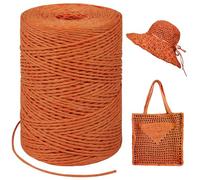 LEREATI Orange Red Raffia Yarn for Crochet Bags, 1.5mm x 300m Round String Raffia Ribbon for Gift Wrapping, Raffia Paper Ribbon Yarn for Crocheting Sun Hat, Bag, DIY Crafts, Holiday Decoration