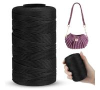 LEREATI Polyester Macrame Cord 1mm x 230m, Polyester Yarn for Crocheting, Braided Polypropylene Crochet Bag Cord Macrame Yarn for Handbag, Beading, DIY Crafts (Black)