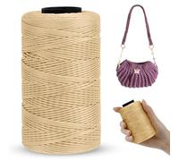 LEREATI Polyester Macrame Cord 1mm x 230m, Polyester Yarn for Crocheting, Braided Polypropylene Crochet Bag Cord Macrame Yarn for Handbag, Beading, DIY Crafts (Light Khaki)
