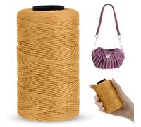 LEREATI Polyester Macrame Cord 1mm x 230m, Polyester Yarn for Crocheting, Braided Polypropylene Crochet Bag Cord Macrame Yarn for Handbag, Beading, DIY Crafts (Khaki Yellow)