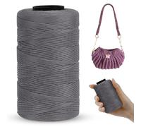 LEREATI Polyester Macrame Cord 1mm x 230m, Polyester Yarn for Crocheting, Braided Polypropylene Crochet Bag Cord Macrame Yarn for Handbag, Beading, DIY Crafts (Black Gray)