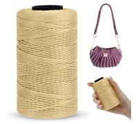 LEREATI Polyester Macrame Cord 1mm x 230m, Polyester Yarn for Crocheting, Braided Polypropylene Crochet Bag Cord Macrame Yarn for Handbag, Beading, DIY Crafts (Khaki)