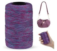 LEREATI Polyester Macrame Cord 1mm x 230m, Polyester Yarn for Crocheting, Braided Polypropylene Crochet Bag Cord Macrame Yarn for Handbag, Beading, DIY Crafts (Red-Blue)