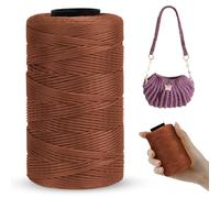 LEREATI Polyester Macrame Cord 1mm x 230m, Polyester Yarn for Crocheting, Braided Polypropylene Crochet Bag Cord Macrame Yarn for Handbag, Beading, DIY Crafts (Light Coffee)