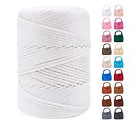 LEREATI Polyester Macrame Cord 3mm for Crocheting, 170m Braided Macrame Rope Polypropylene Cord Crochet Bag Cord, Polyester Macrame Yarn for Basket Bags DIY Crafts Home Decoration (White)