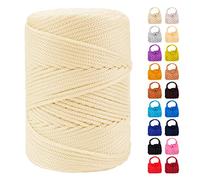 LEREATI Polyester Macrame Cord 3mm for Crocheting, 170m Braided Macrame Rope Polypropylene Crochet Bag Cord, Polyester Yarn for Basket Bags DIY Crafts Home Decoration (Milky White)