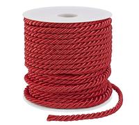 LEREATI Red Twisted Cord Rope 5mm x 25m, 3-Ply Polyester Cord Soft Craft Rope Satin Cord Trim, Decorative Twisted Macrame Cord for DIY Craft Curtain Tieback Honor Cord Gift Bags Home Decor