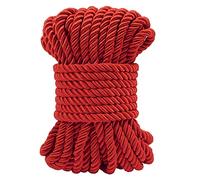 LEREATI Red Twisted Cord Rope 7mm x 10m, 3-Ply Polyester Cord Soft Craft Rope Satin Cord Trim, Decorative Twisted Macrame Cord for DIY Craft Curtain Tieback Honor Cord Gift Bags Home Decor